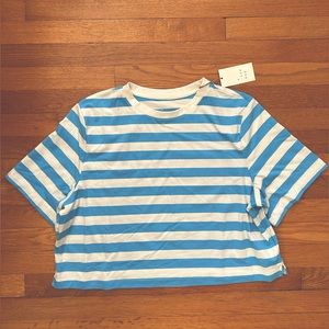 NWT Blue & White Stripe Crop T-shirt from A New Day